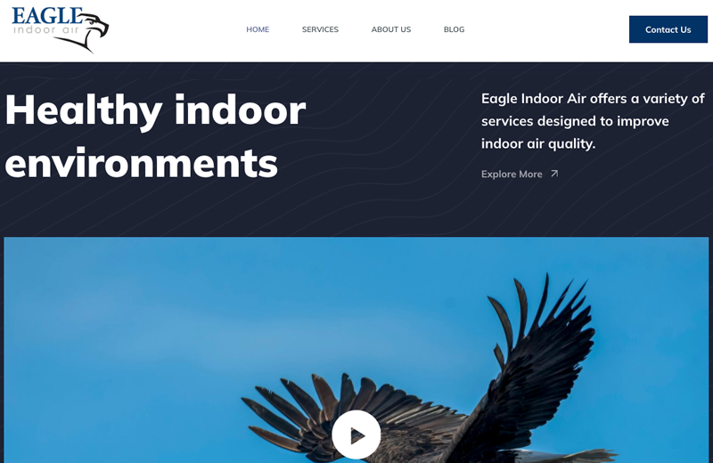 Screenshot of Eagle Indoor Air web site